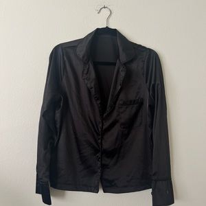 NWOT Nasty Gal Black Satin Shirt
